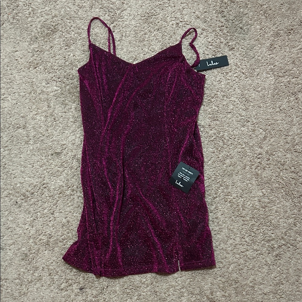 Lulu's Sparkling Burgundy Mini Dress